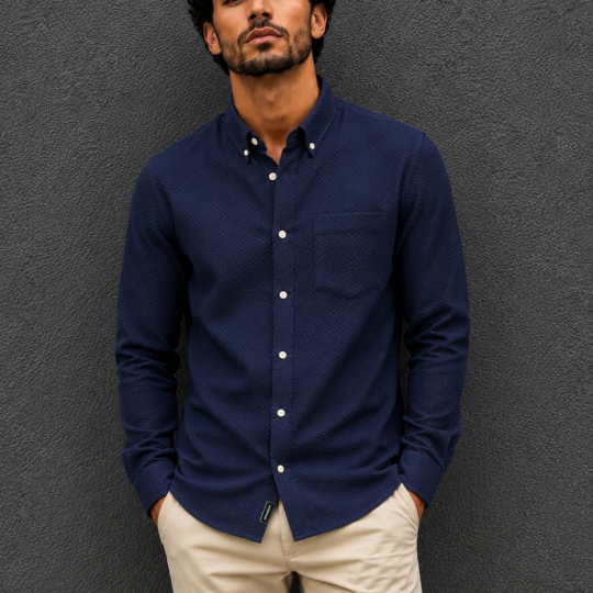 Textured Premium Navy Shirt